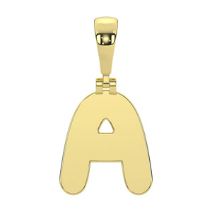 Colgante de oro amarillo de 14 quilates con diamante cultivado en laboratorio de corte redondo con inicial del letra "A", claridad VVS1, amuleto con letra del alfabeto para hombres y mujeres - Product Image 3