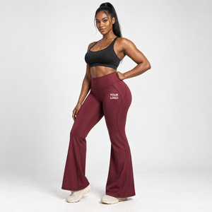 Ribbed Flare <b>Leggings</b> Ribbed <b>Texture</b> Yoga Trousers Daily Fitness Factory Direct Fitness Clothing Manufacturer Yoga Fitness Wear - Product Image 5
