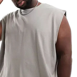 T-shirt sans manches pour homme grande taille en coton 100% avec logo personnalisé, motif lettres vierges de haute qualité, délavé à l'acide, pour la course à pied - Product Image 4