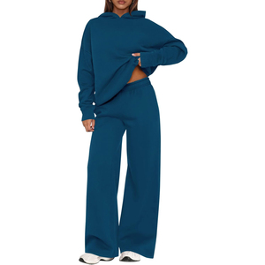 Conjunto Deportivo Rosa para Mujer, Sudadera con Capucha de Manga Larga, Pantalones Anchos, Estilo Casual Otoñal, Transpirable, 100% Algodón, Corte Holgado - Product Image 4