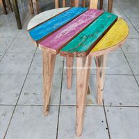 Mesa de Centro Rústica Hecha a Mano, Diseño Gap, Madera de Teca Reciclada, Color Original, para Interiores y Exteriores, Sala de Estar, Villa, Hogar, Jardín