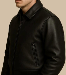 Veste en cuir pour jeunes hommes, style business décontracté, avec logo personnalisé, col montant boutonné, respirante et chauffante pour l'hiver - Product Image 3