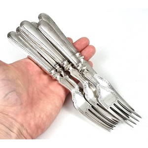 Juego de 6 Tenedores Plateados Vintage, Acabado Espejo de Alta Calidad, Resistentes al Óxido, Cubertería para Bodas - Product Image 2