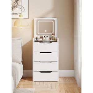 3-in-1 Compact Makeup Vanity Set 48CM <b>Small</b> Make-Up Vanity <b>Desk</b> with Flip Top Mirror Visible Glass Desktop - Product Image 4