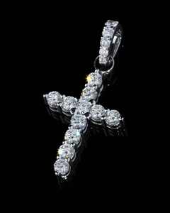 Colgante de Moissanita en Forma de Cruz, Plata de Ley 925, Chapado en Oro, Corte Brillante Redondo, Joyería para Fiesta - Product Image 4