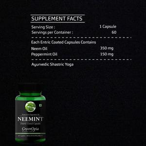 นีม เปปเปอร์มินต์ 60 แคปซูลเจลลี่บรรจุของเหลวเคลือบเอนเตอร์ติกสำหรับผู้ทานมังสวิรัติ |   ผลิตภัณฑ์เสริมอาหารสมุนไพร - Product Image 4