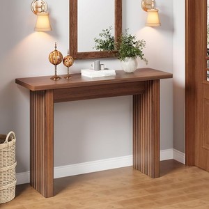Mesa Consola Moderna de Madera Maciza con Patas Acanaladas, Mueble Decorativo para Entrada o Pasillo, Diseño de Mediados de Siglo, Decoración para Sala de Estar - Product Image 3