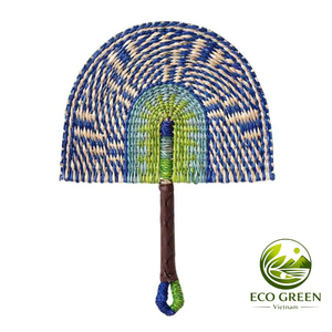 Boho Seagrass Hand Fan Handmade Oval Round Shape Colorful <b>Decorative</b> Fan for Wall Hanging and <b>Summer</b> Use - Product Image 1