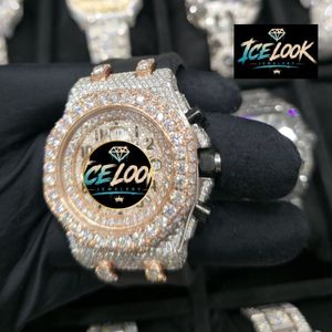 Reloj de Cuarzo en Tono Oro Rosa con Bisel de Diamantes, Cronógrafo, Esfera de Cristal, Joyería de Moda, Regalo - Product Image 3