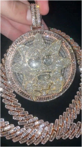 จี้เพชรโมอิสซาไนต์ทรงกลมเจียระไนแบบบริลเลียนท์ ชุบทอง 10K เงินแท้ 925 สไตล์ฮิปฮอป ได้รับการรับรองจาก GRA สำหรับผู้ชายและผู้หญิง - Product Image 3