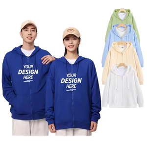 Sweat-shirts à capuche unisexes à fermeture éclair intégrale, personnalisables avec logo imprimé, couleur unie, pour hommes et femmes, vente en gros ODM/OEM, best-sellers hiver - Product Image 1