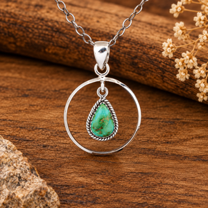 Pendentif en argent turquoise vert, argent sterling 925, fait main, style western, pendentif en pierre précieuse, couleur vibrante, cadeau pour elle - Product Image 6