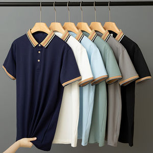 Polo T-shirt pour homme de style nouveau 2k26, col contrasté de qualité supérieure |   Polo de golf décontracté à manches courtes en mélange de coton - Product Image 4