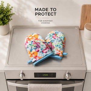 Fruit Print Mini Oven Mitts Set 12x14 cm | Heat Resistant Cotton Kitchen Gloves <b>Pot</b> <b>Holders</b> for Baking Cooking BBQ Microwave Use - Product Image 4