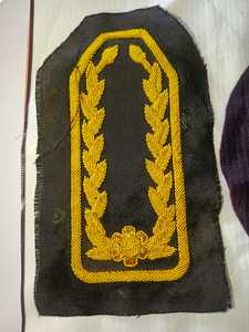 Star Handmade Nonwoven Felt Embroidered <b>Patch</b> with Golden Laurel Wreath and Flower Design <b>Sew</b>-<b>On</b> Fabric Badge - Product Image 1