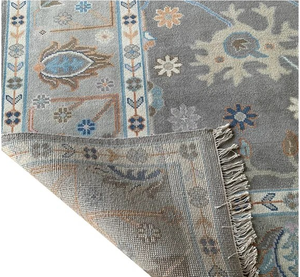 Alfombra Persa Oushak de Lana Anudada a Mano de Primera Calidad |   Alfombra Moderna de Color Gris Marrón Pastel con Diseño Floral, Hecha a Mano, Apta para Mascotas, Antideslizante, 1 Pieza - Product Image 1