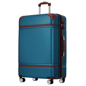 28 \ "espandibile Spinner valigia blu leggero ruote singolo bagaglio Vintage Hardshell TSA lucchetto singolo Vintage Vintage - Product Image 1