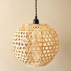 Wholesale Handwoven Bamboo Pendant Lampshade Open Weave Ceiling Lamp <b>Cover</b> Natural Bamboo <b>Lighting</b> for Home Decor OEM ODM - Product Image 1