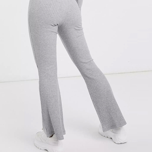 Custom Cropped <b>Women's</b> Hooded Sweatshirt Set Solid Color Loose Fit Full Length Knitted Cotton Casual Flared Pant - Product Image 2