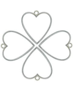 Silver Heart Shape Open Back Bezels <b>Frame</b> Pendants Charms Bezels <b>Resin</b> Bezel for Making Pendants Keychains (Pack of 4 pcs) - Product Image 1
