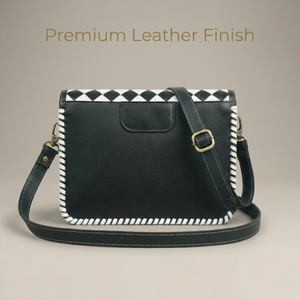 Sac bandoulière mini en cuir de vachette premium avec rabat à motif damier |   Sac à bandoulière pour femme, fait main en Inde, élégant et chic, dernier modèle - Product Image 5