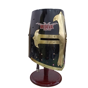 Mild Steel Black Templar Helmet Brass Cross Design Crusader Knight Armor Historical Display Reenactment And Halloween Costume - Product Image 2