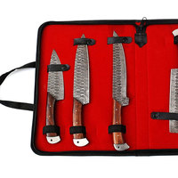 Ensemble de couteaux de chef en acier inoxydable durable, manche en bois, lames multifonctionnelles, extra-affûtées, ambidextres, compatibles lave-vaisselle, pour aliments