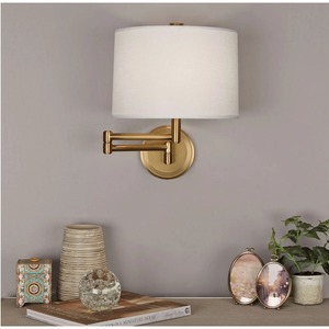 Modern Brass <b>Wall</b> <b>Sconce</b> with White Drum Shade Oval Design Metal Handicraft Lighting Fixture - Product Image 5