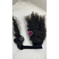 Queue de cheval bouclée enveloppante en cheveux indiens Jerry Curl Extensions Arrow Exim Raw Remy Volume Boost Full Set Style Noir Longueur Moyenne