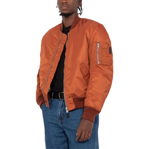Veste bomber en nylon pour homme, grande taille, couleur unie, fermeture éclair, style décontracté, veste en polyester - Product Image 5