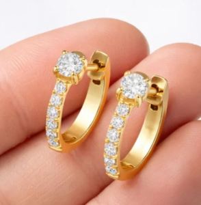 Boucles d'oreilles créoles en diamant naturel de haute qualité, bijoux fins de qualité supérieure au meilleur prix auprès du fournisseur. - Product Image 1