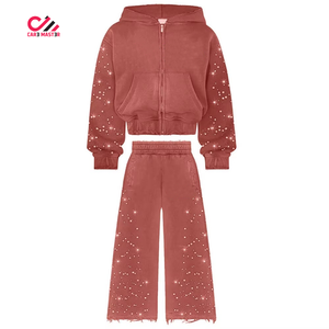 Conjunto Deportivo de Dos Piezas para Hombre, con Capucha, Diseño Sólido con Pedrería, 100% Algodón, Transpirable, Ligero y de Secado Rápido - Product Image 3
