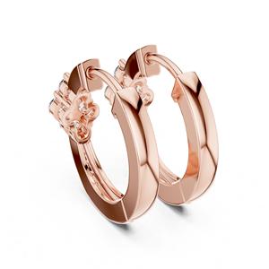 Pendientes de Aro VDS de Oro Rosa de 18K con Diamantes Naturales de Corte Brillante Redondo y Piedras Laterales Cultivadas en Laboratorio |   Moda para Mujer con Certificación IGI - Product Image 6