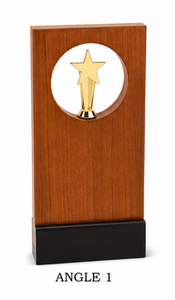 Plaque de trophée en bois en forme d'étoile avec emblème d'étoile dorée pour les sports et les jeux, plaques commémoratives en bois - Product Image 2