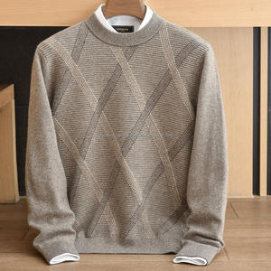 Camisa de Manga Corta para Hombre, Estilo Formal, Informal Elegante, para Entrevistas de Negocios, de Lana y Cachemira, Cuello Redondo, Tejido Cálido, Servicio OEM - Product Image 1