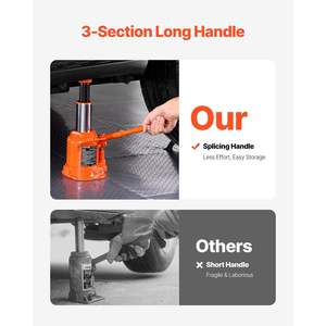 Cric à bouteille manuel soudé de 20 tonnes/44092 lb, à 3 sections, avec poignée longue, plage de levage de 6,69'' à 12,6'', modèle D0100XFP3HG, pour voitures, pick-up et camping-cars - Product Image 4