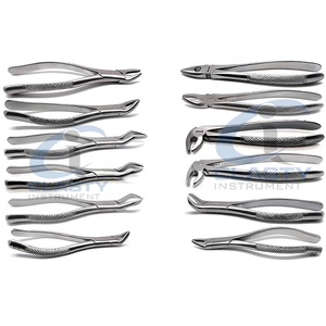 Ensemble de forceps d'extraction dentaire en gros, en acier inoxydable, avec poignée moletée, instruments chirurgicaux manuels de classe I - Product Image 4