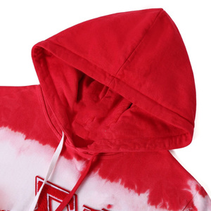 Custom Logo <b>Tie</b> <b>Dye</b> Hoodie Red White Women Fleece Pullover <b>Sweatshirt</b> with Chenille Applique Letter Embroidery factory direct - Product Image 4