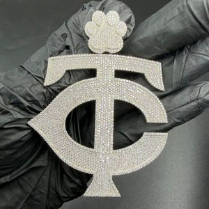 Colgante de Letra Inicial con Incrustaciones de Moissanita, Estilo Hip Hop, para Fiestas y Eventos, con Plata 925, Joyería Fina, Colgantes y Dijes - Product Image 1