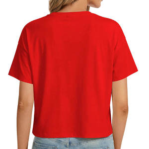 Custom Crop <b>Tops</b> Women Dark <b>Red</b> Color Ethnic Fusion Urban Youth Fashionwear Lightweight Breathable Bulk Crop T Shirt - Product Image 2