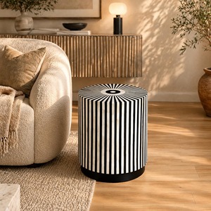 Meilleures ventes : Tabouret de bar moderne en os incrusté, étanche, style tambour, table d'appoint, mobilier de maison décoratif pour salon, cave à vin, salle de sport - Product Image 5