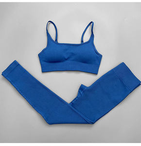 Conjunto de Yoga de 2 Piezas para Mujer, Hecho a Medida, Cintura Alta, Diseño Sólido con Logotipo Frontal, en Poliéster/Algodón, Venta al Por Mayor - Product Image 5