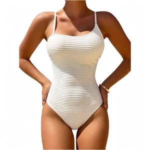 Women's Swimsuit Square One Piece V-<b>Neck</b> Tie Dye Blue <b>High</b> Waist Tummy Control Swimwear With Drawstring Design Pool Bathing Suit - Product Image 6