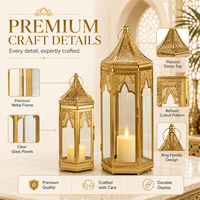 Ensemble de lanternes Fanoos marocaines en métal doré personnalisées en gros pour la décoration de l'Aïd et des mariages