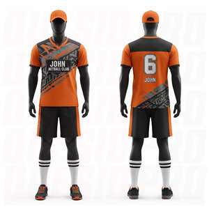 Ensemble Maillot et Short de Netball pour Hommes, Meilleure Vente, 180 GSM, Polyester Interlock Premium Respirant, Orange et Noir - Product Image 1
