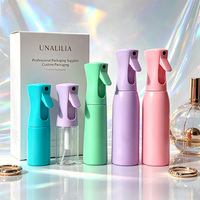 Bouteilles à pompe Unalilia en PET rechargeables, cylindres en plastique WG-415 200ml/300ml/500ml, avec pulvérisation fine continue et impression sérigraphiée dorée