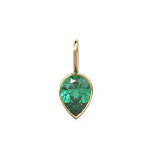 Pendentif Breloque en Or Jaune Massif 14 carats avec Émeraude Colombienne, Monture pour Bijoux / Pierre de Naissance de Mai / Pierre Précieuse Verte Naturelle de 7 mm - Product Image 1