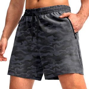 Men's Gray Nylon Mid Waist Quick Dry Bermuda Shorts Elastic Waist Casual Solid Color Pocket Design Breathable <b>Canvas</b> Fabric - Product Image 1