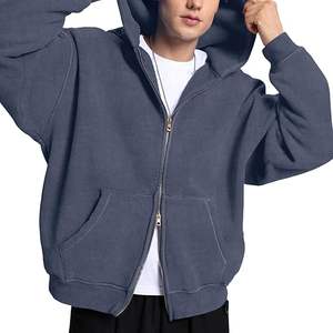 Sweat à capuche zippé personnalisé délavé à l'acide 100% coton pour homme, style vintage streetwear, hiver, OEM - Product Image 1