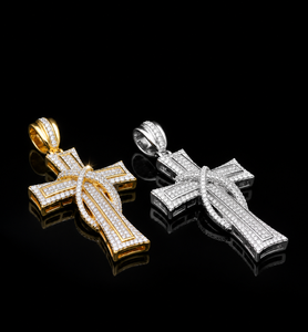 Collar con Colgante de Cruz Trenzada de Plata 925 con Moissanita para Hombre, Amuleto Religioso con Incrustaciones de Diamantes, Joyería Gótica de Lujo - Product Image 3